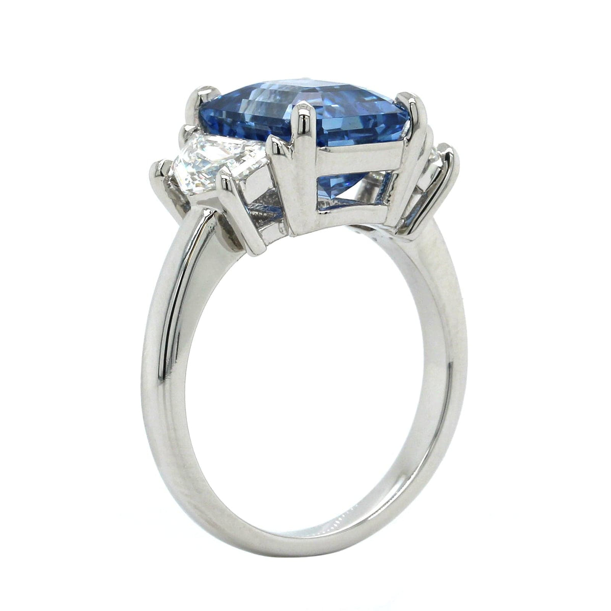 Platinum Emerald Sapphire Diamond 3 Stone Ring