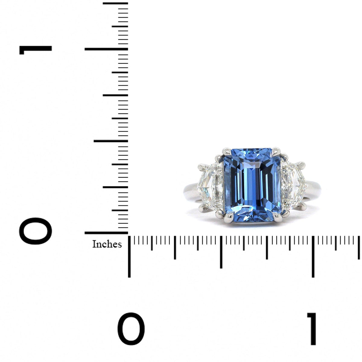 Platinum Emerald Sapphire Diamond 3 Stone Ring