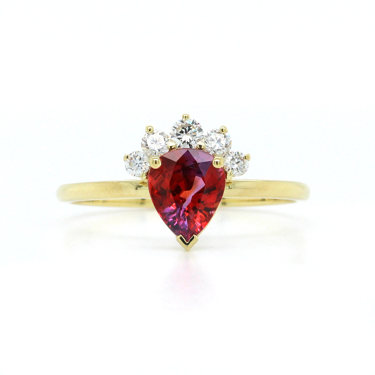 18K Yellow Gold Pink Purple Sapphire Diamond Ring, 18k yellow gold, Long's Jewelers