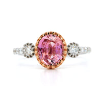20K Rose and 18K White Gold Pink Sapphire Diamond Ring, 18k white and 20k rose gold, Long's Jewelers