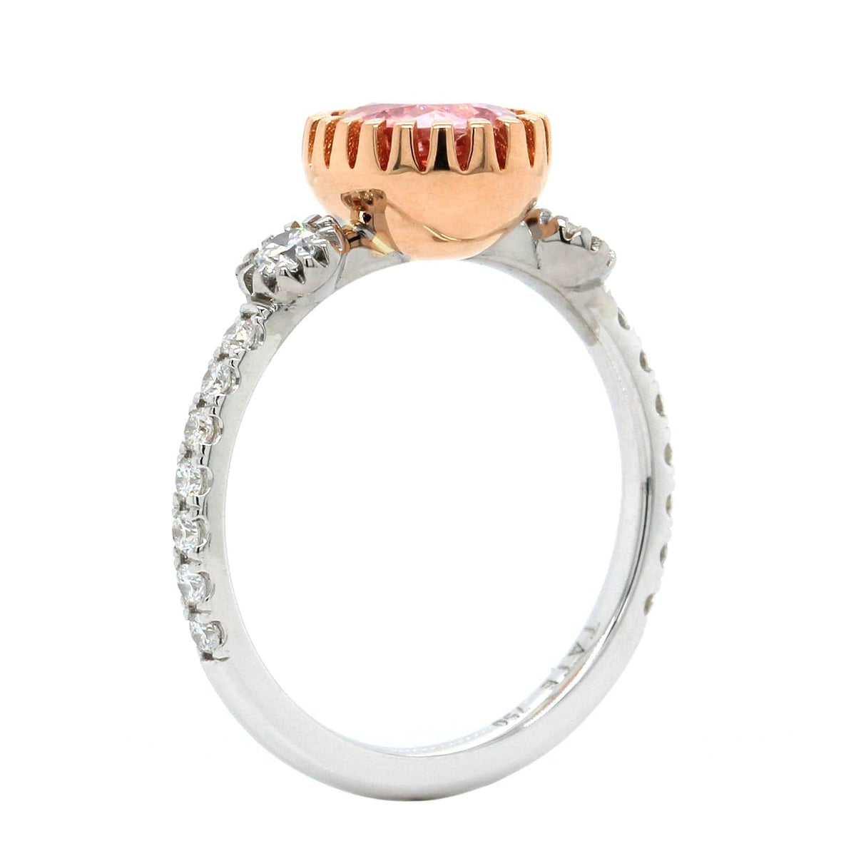 20K Rose and 18K White Gold Pink Sapphire Diamond Ring