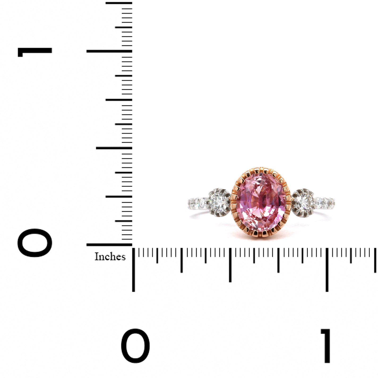 20K Rose and 18K White Gold Pink Sapphire Diamond Ring