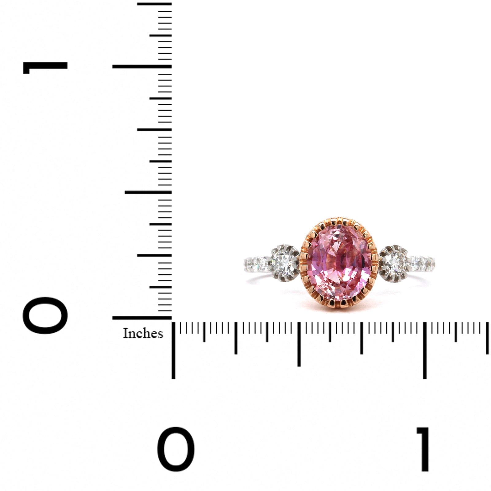 20K Rose and 18K White Gold Pink Sapphire Diamond Ring
