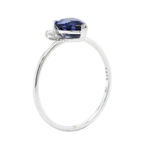 18K White Gold Pear Shape Purple Sapphire and Diamond Ring