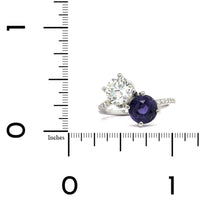 Platinum 2 Stone Diamond and Sapphire Ring
