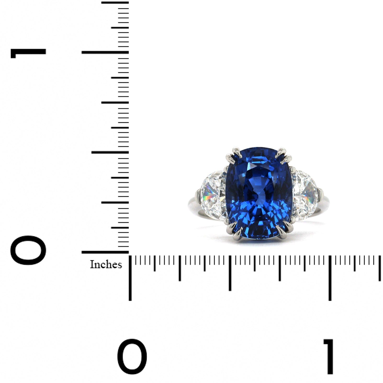 Platinum 3 Stone Cushion Sapphire Diamond Ring, Platinum, Long's Jewelers