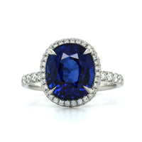 Platinum Oval Sapphire Diamond Halo Ring, Platinum, Long's Jewelers