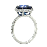 Platinum Oval Sapphire Diamond Halo Ring, Platinum, Long's Jewelers