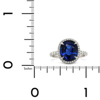 Platinum Oval Sapphire Diamond Halo Ring, Platinum, Long's Jewelers