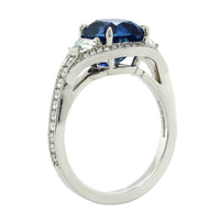 Platinum 3 Stone Cushion Sapphire Diamond Ring, Platinum, Long's Jewelers