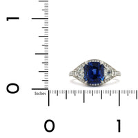 Platinum 3 Stone Cushion Sapphire Diamond Ring, Platinum, Long's Jewelers