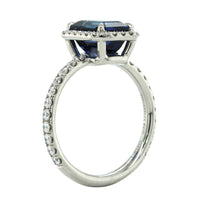 Platinum Emerald Sapphire Diamond Halo Ring, Platinum, Long's Jewelers
