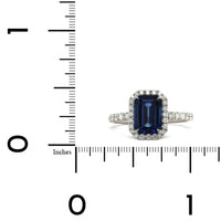 Platinum Emerald Sapphire Diamond Halo Ring, Platinum, Long's Jewelers