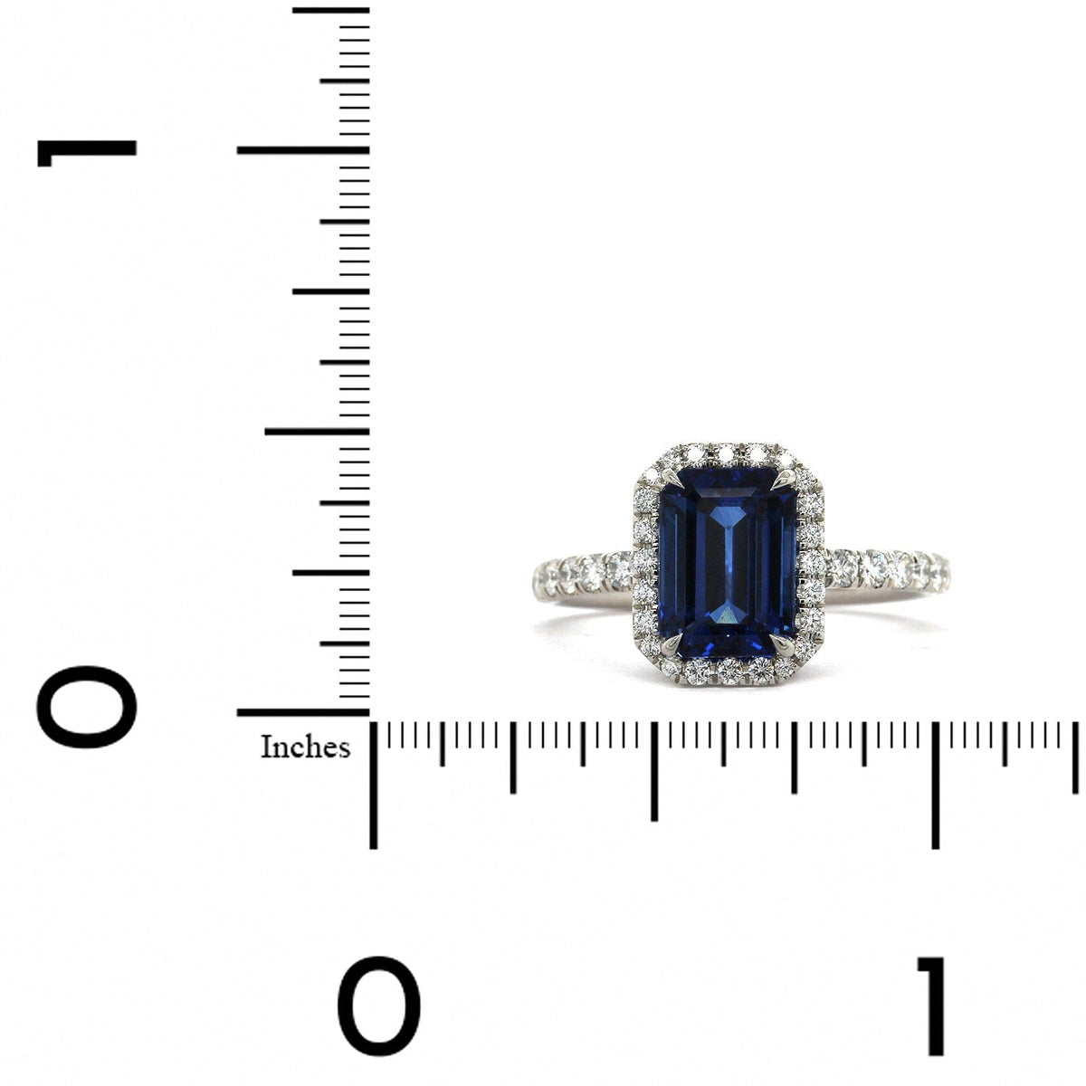 Platinum Emerald Sapphire Diamond Halo Ring, Platinum, Long's Jewelers