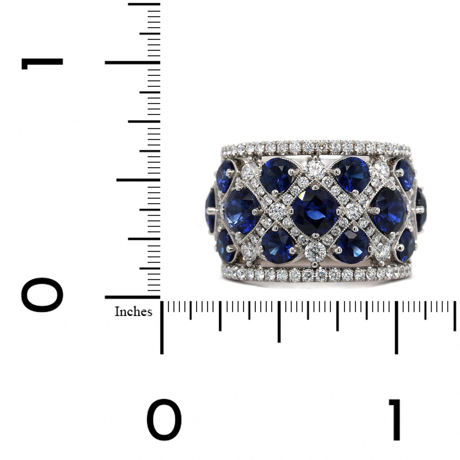Platinum Multi Row Sapphire Diamond Wide Band – Long's Jewelers
