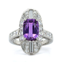 Oscar Heyman Platinum Purple Sapphire Diamond Vintage Style Ring