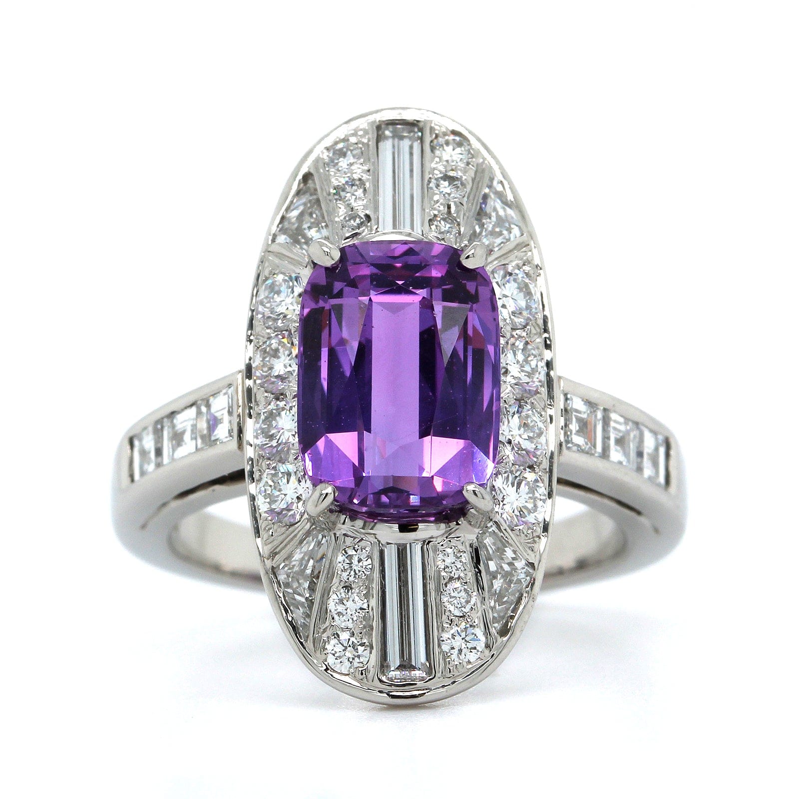 Oscar Heyman Platinum Purple Sapphire Diamond Vintage Style Ring