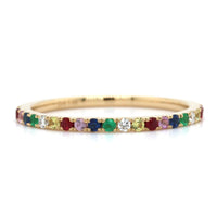 14K Yellow Gold Rainbow Sapphire Diamond Ring