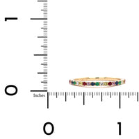 14K Yellow Gold Rainbow Sapphire Diamond Ring