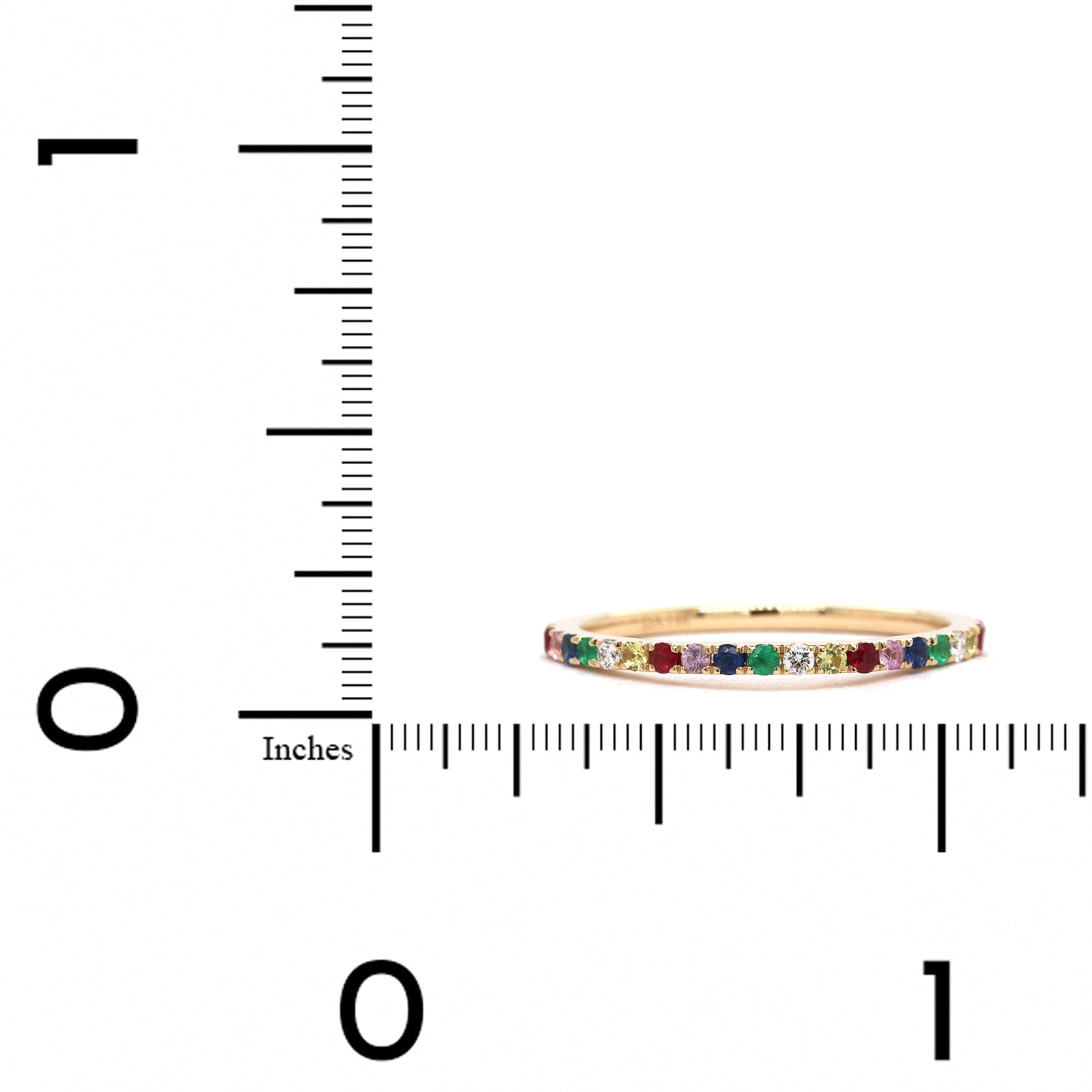 14K Yellow Gold Rainbow Sapphire Diamond Ring