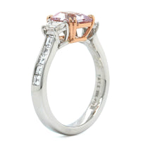 Platinum Radiant Pink Sapphire Diamond Ring, Platinum and 20k rose gold, Long's Jewelers