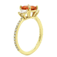18K Yellow Gold Orange Emerald Diamond Ring, 18k yellow gold, Long's Jewelers
