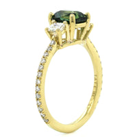 18K Yellow Gold Green Radiant Sapphire Diamond Ring, 18k yellow gold, Long's Jewelers