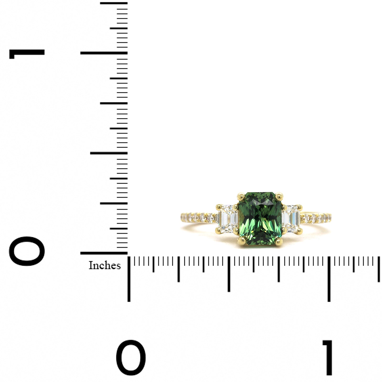18K Yellow Gold Green Radiant Sapphire Diamond Ring, 18k yellow gold, Long's Jewelers