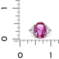 Platinum Oval Pink Sapphire and Diamond 3 Stone Ring