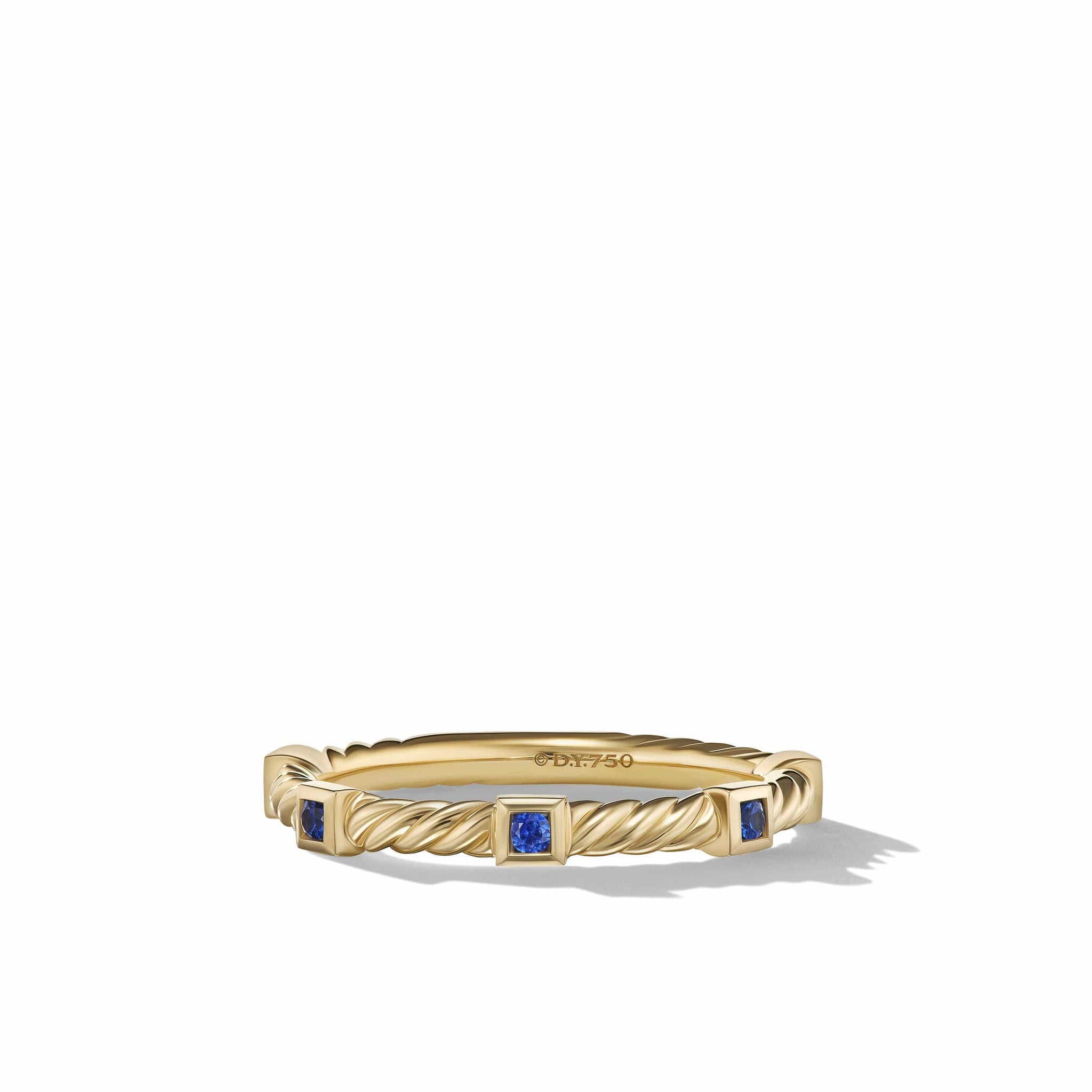 Cable Collectibles® Stack Ring in 18K Yellow Gold with Blue Sapphires