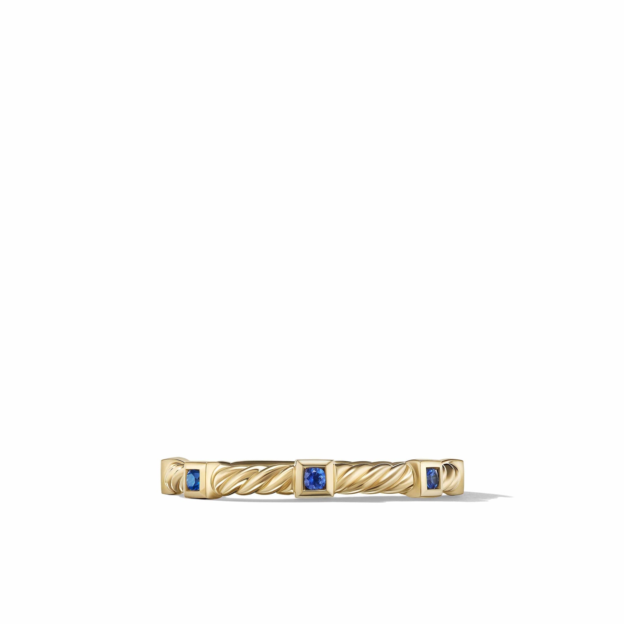 Cable Collectibles® Stack Ring in 18K Yellow Gold with Blue Sapphires