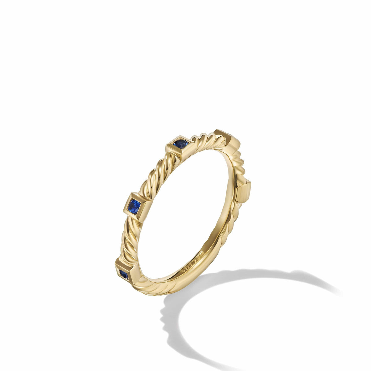 Cable Collectibles® Stack Ring in 18K Yellow Gold with Blue Sapphires