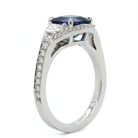 Platinum Cushion Sapphire Diamond 3 Stone Ring