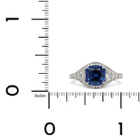 Platinum Cushion Sapphire Diamond 3 Stone Ring