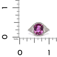 Platinum Cushion Pink Sapphire Diamond 3 Stone Ring