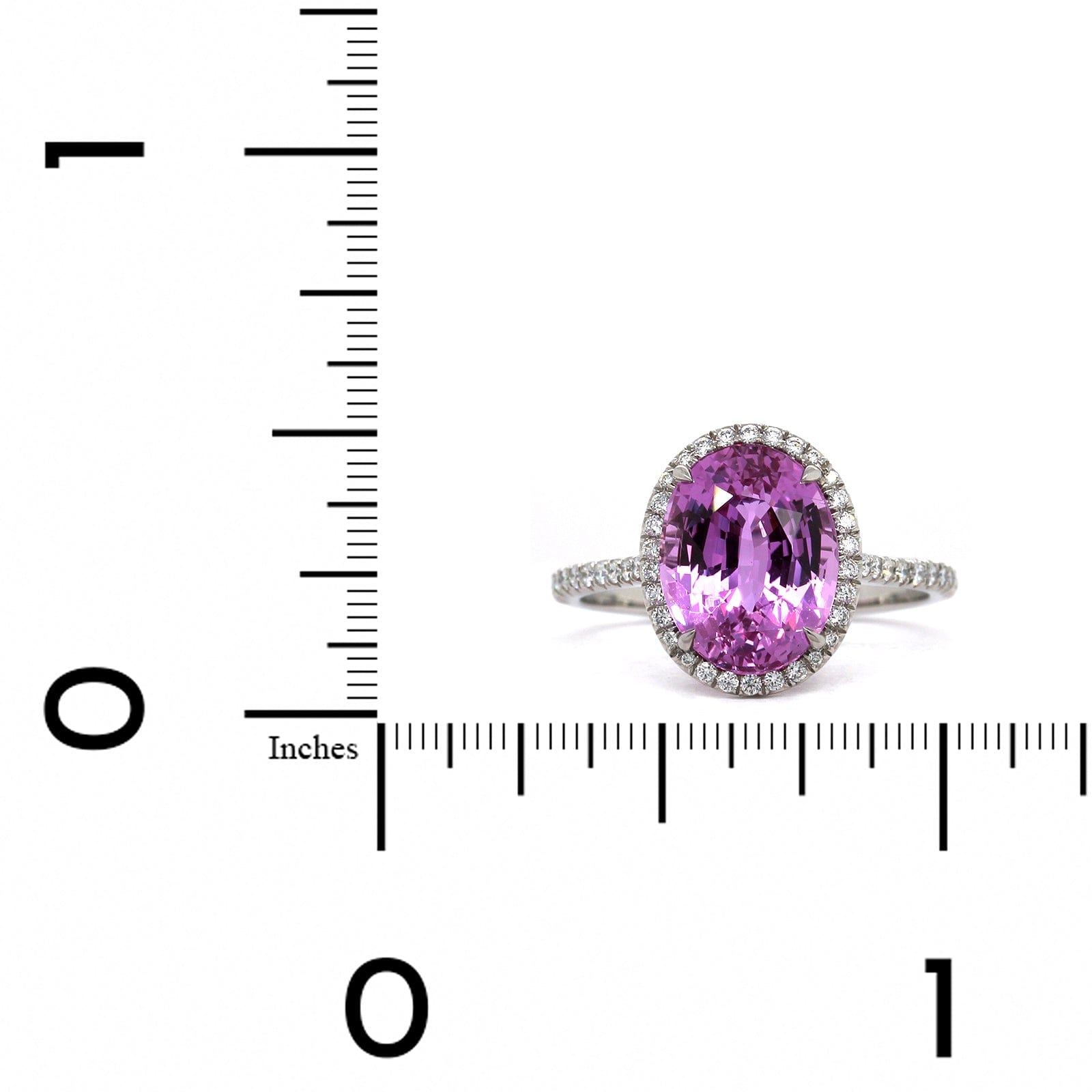 Platinum Oval Pink Sapphire Diamond Halo Ring
