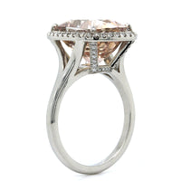 Platinum Oval Orange Yellow Sapphire Diamond Halo Ring