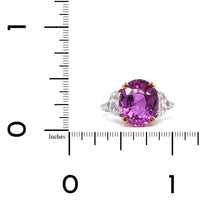 Platinum Oval Pink Sapphire and Diamond 3 Stone Ring