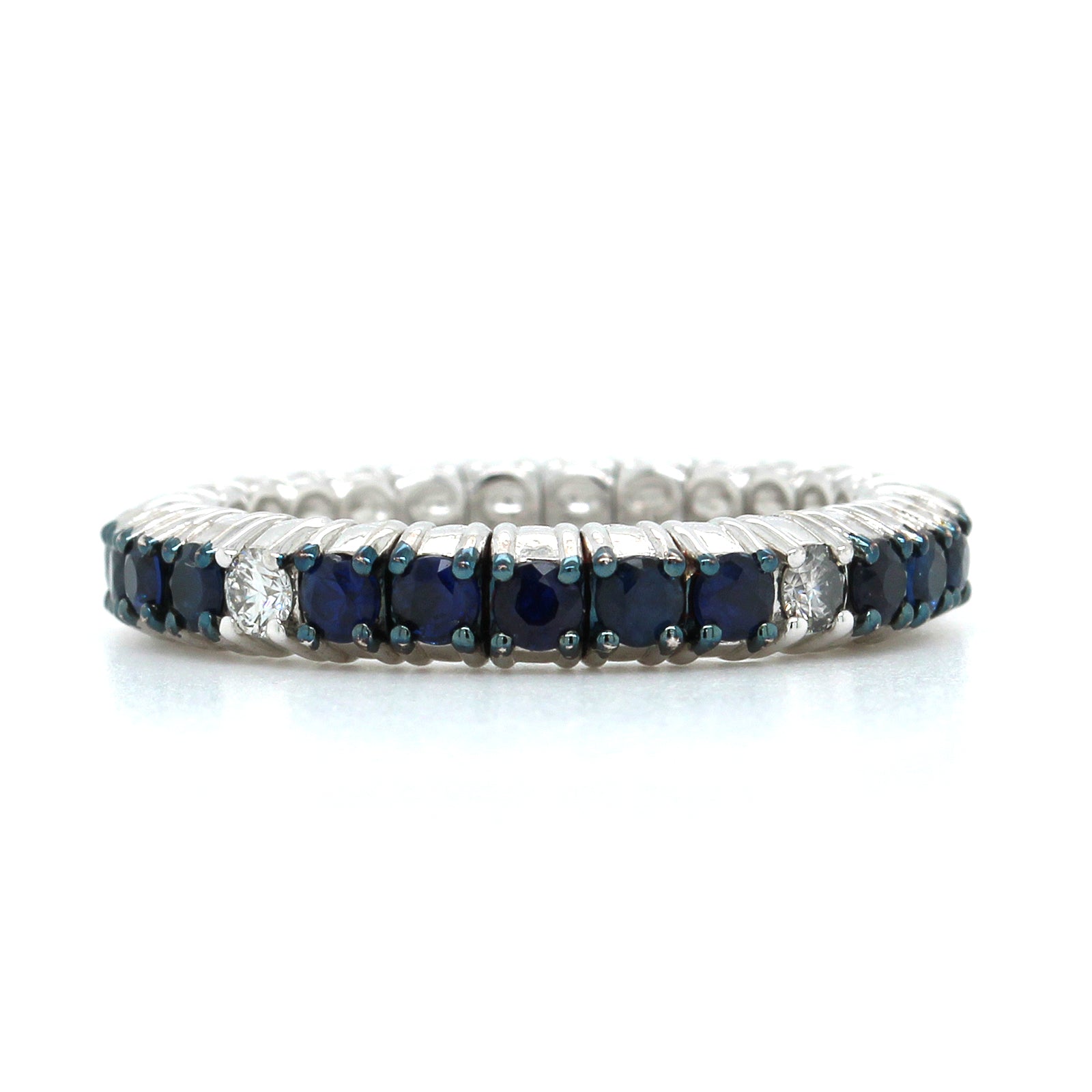 18K White Gold Sapphire Stretch Ring, Long's Jewelers