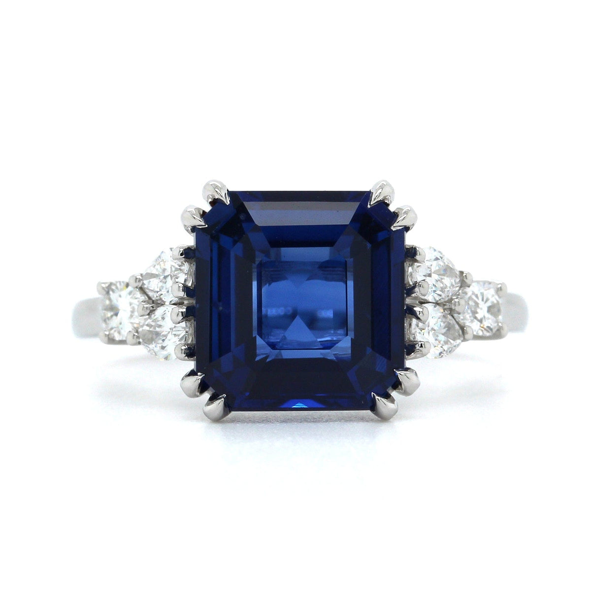 Platinum Cushion Sapphire Diamond Ring, Platinum, Long's Jewelers