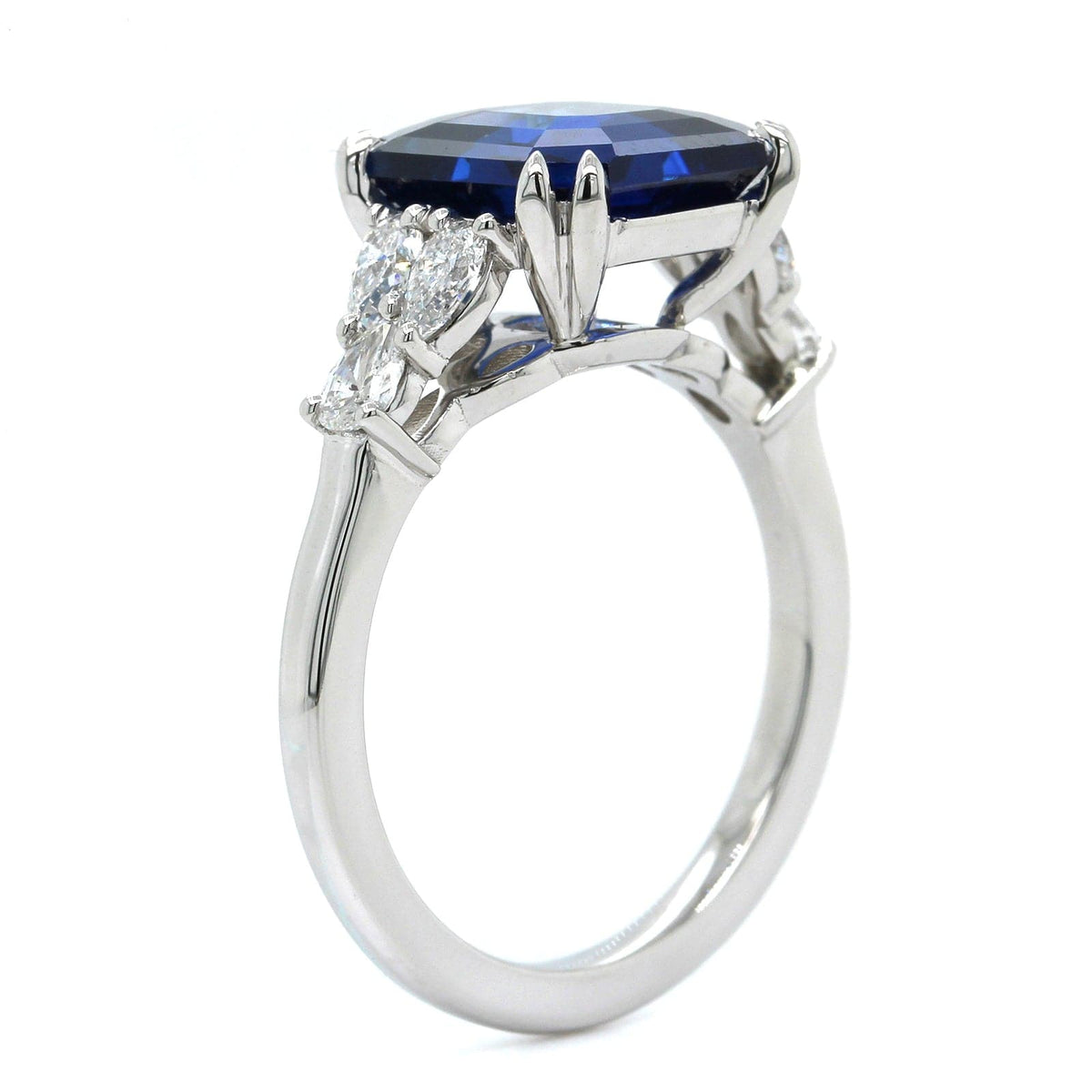 Platinum Cushion Sapphire Diamond Ring, Platinum, Long's Jewelers