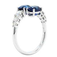 14K White Gold Bypass Sapphire and Diamond Ring