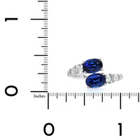 14K White Gold Bypass Sapphire and Diamond Ring