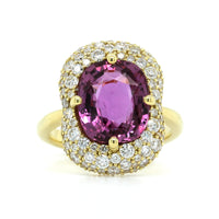 18K Yellow Gold Natural Pink Sapphire Diamond Ring
