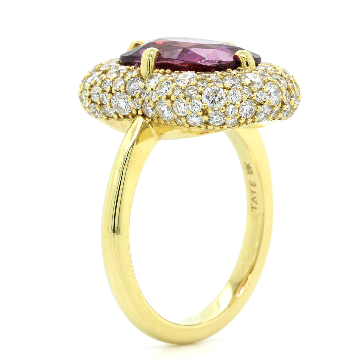 18K Yellow Gold Natural Pink Sapphire Diamond Ring