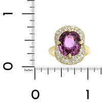 18K Yellow Gold Natural Pink Sapphire Diamond Ring