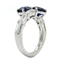 Platinum Bypass Sapphire with Baguette Diamond Ring