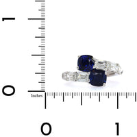 Platinum Bypass Sapphire with Baguette Diamond Ring