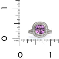 Platinum Cushion Pink Sapphire with Diamond Halo Ring, Long's Jewelers