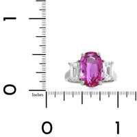 Oscar Heyman Platinum Oval Pink Sapphire and Diamond 3 Stone Ring